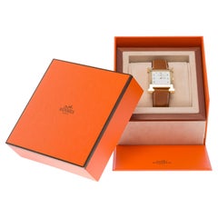 New Hermès Heure H 34 MM Grand modèle Watch in Yellow gold plated steel box