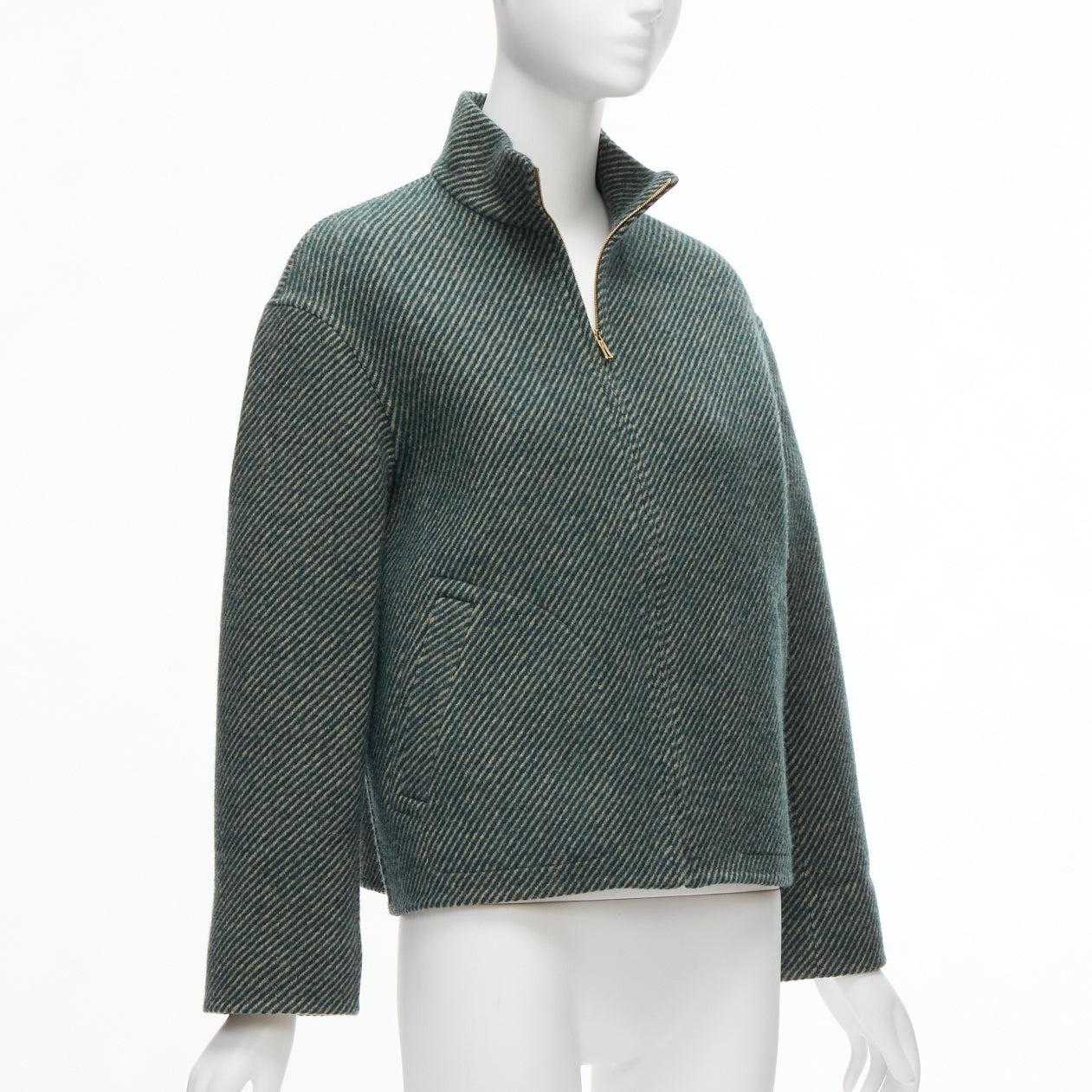 Women's new HERMES Jean Paul Gaultier Vintage green double faced wool boxy jacket FR36 S