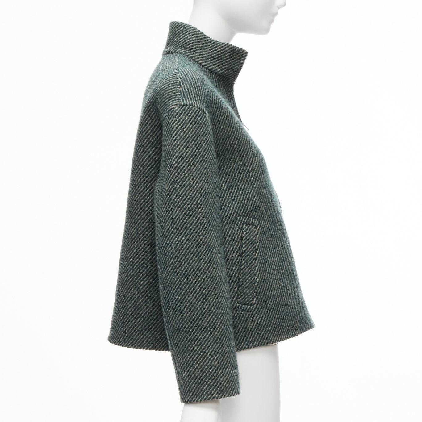 new HERMES Jean Paul Gaultier Vintage green double faced wool boxy jacket FR36 S 1
