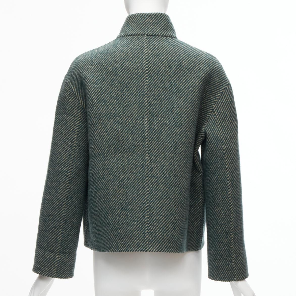 new HERMES Jean Paul Gaultier Vintage green double faced wool boxy jacket FR36 S 2