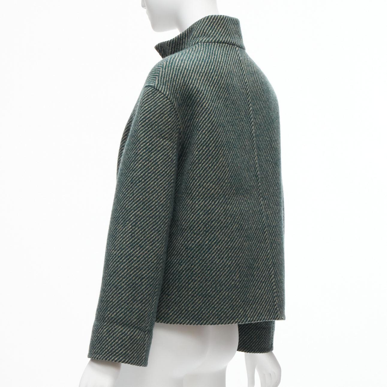 new HERMES Jean Paul Gaultier Vintage green double faced wool boxy jacket FR36 S 3