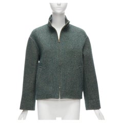 nouveau HERMES Jean Paul Gaultier Vintage veste boxy en laine double face verte FR36 S