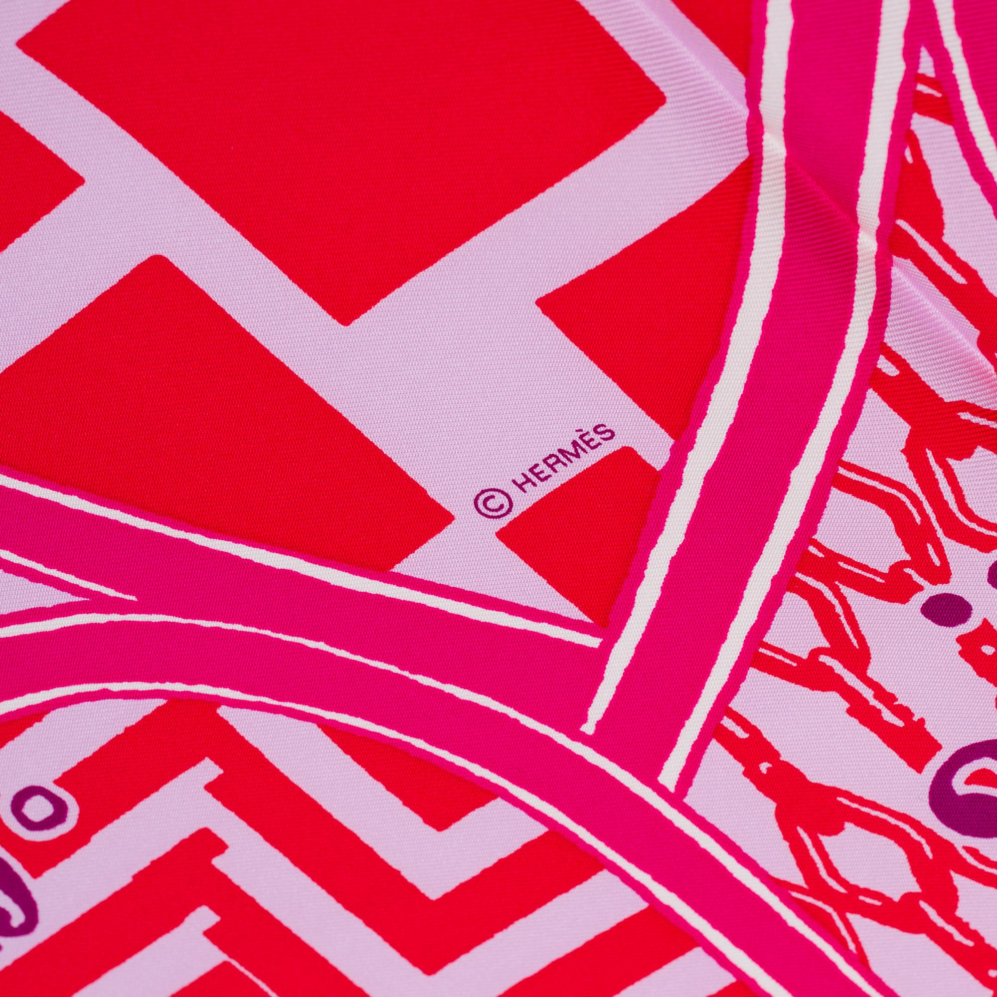 New Hermès “Jeu de Soie” Pink Twill 90 cm Scarf in silk 2