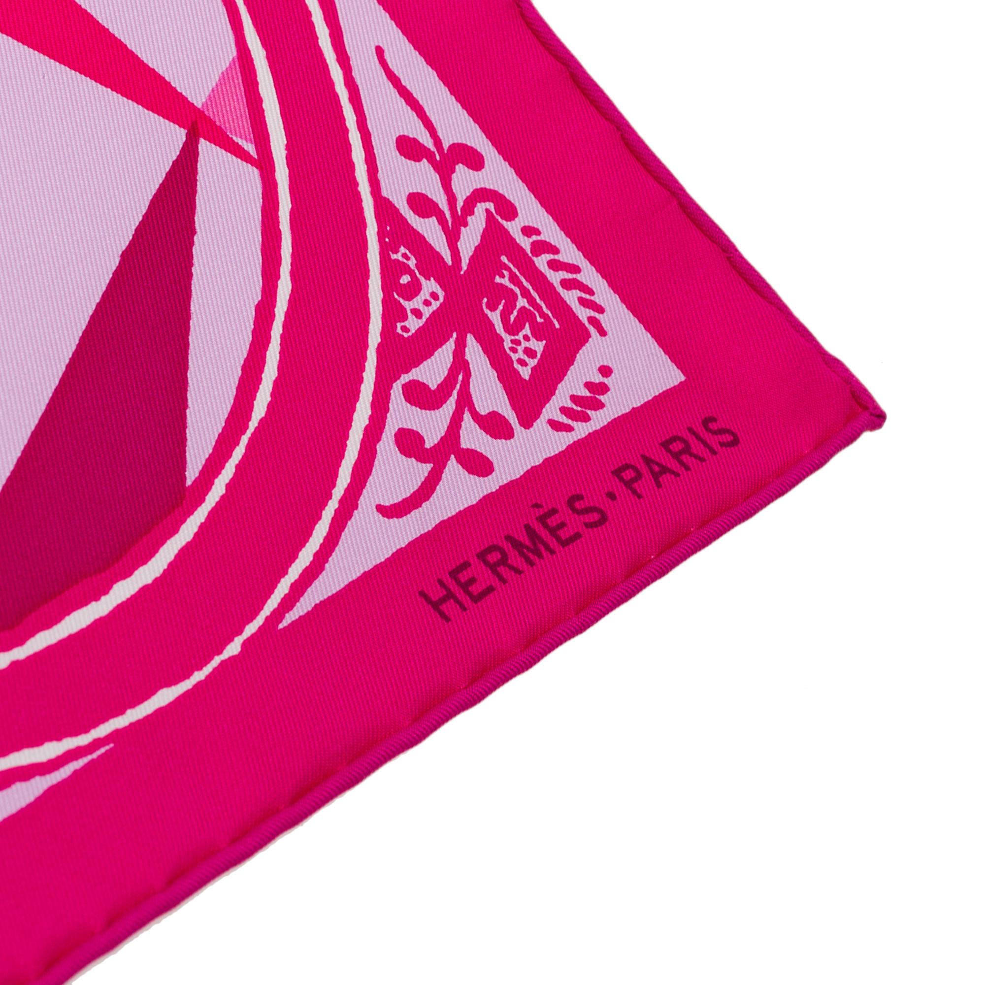 New Hermès “Jeu de Soie” Pink Twill 90 cm Scarf in silk 4