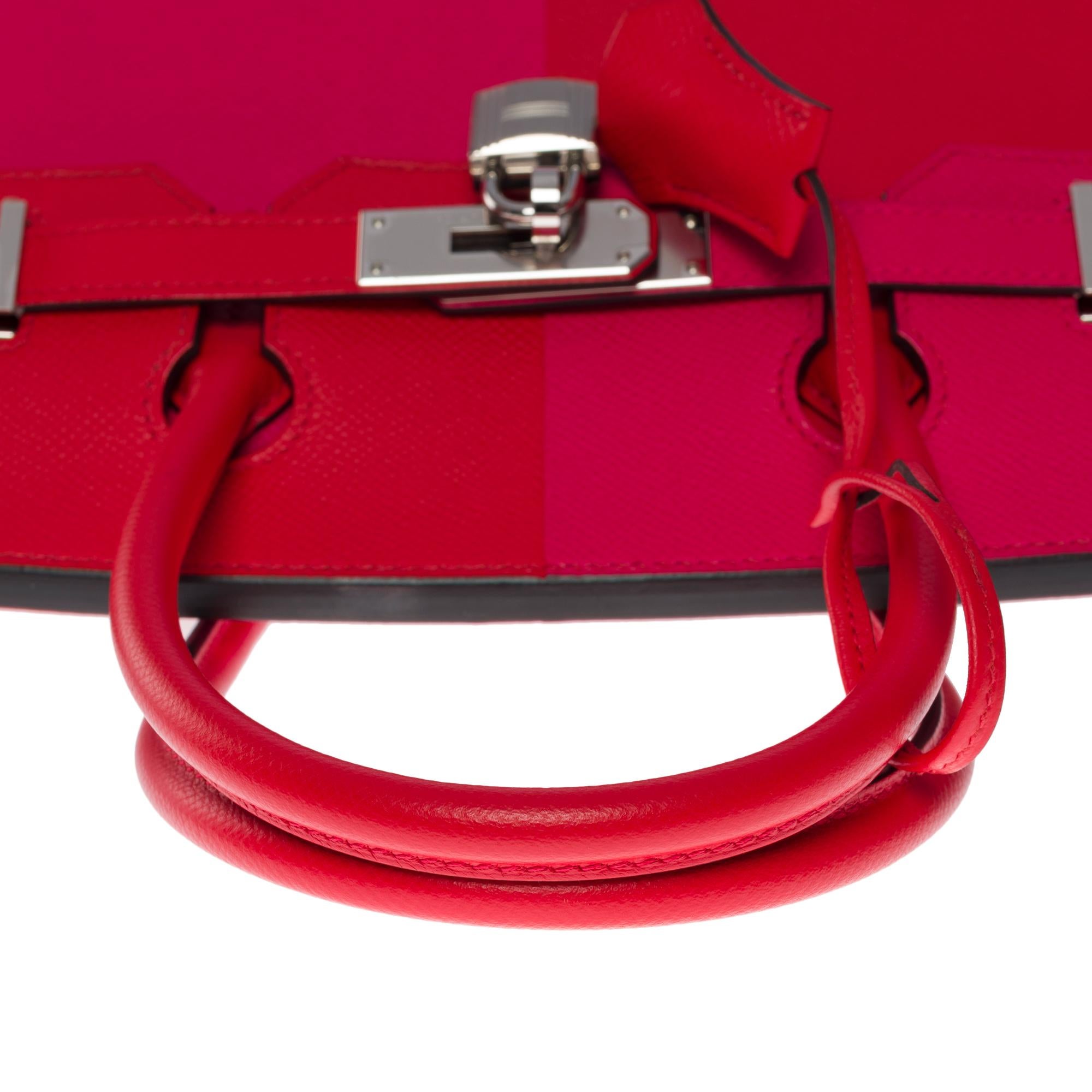 New Hermès Kazak  Birkin 30 handbag in Red/Pink Epsom leather, SHW For Sale 6