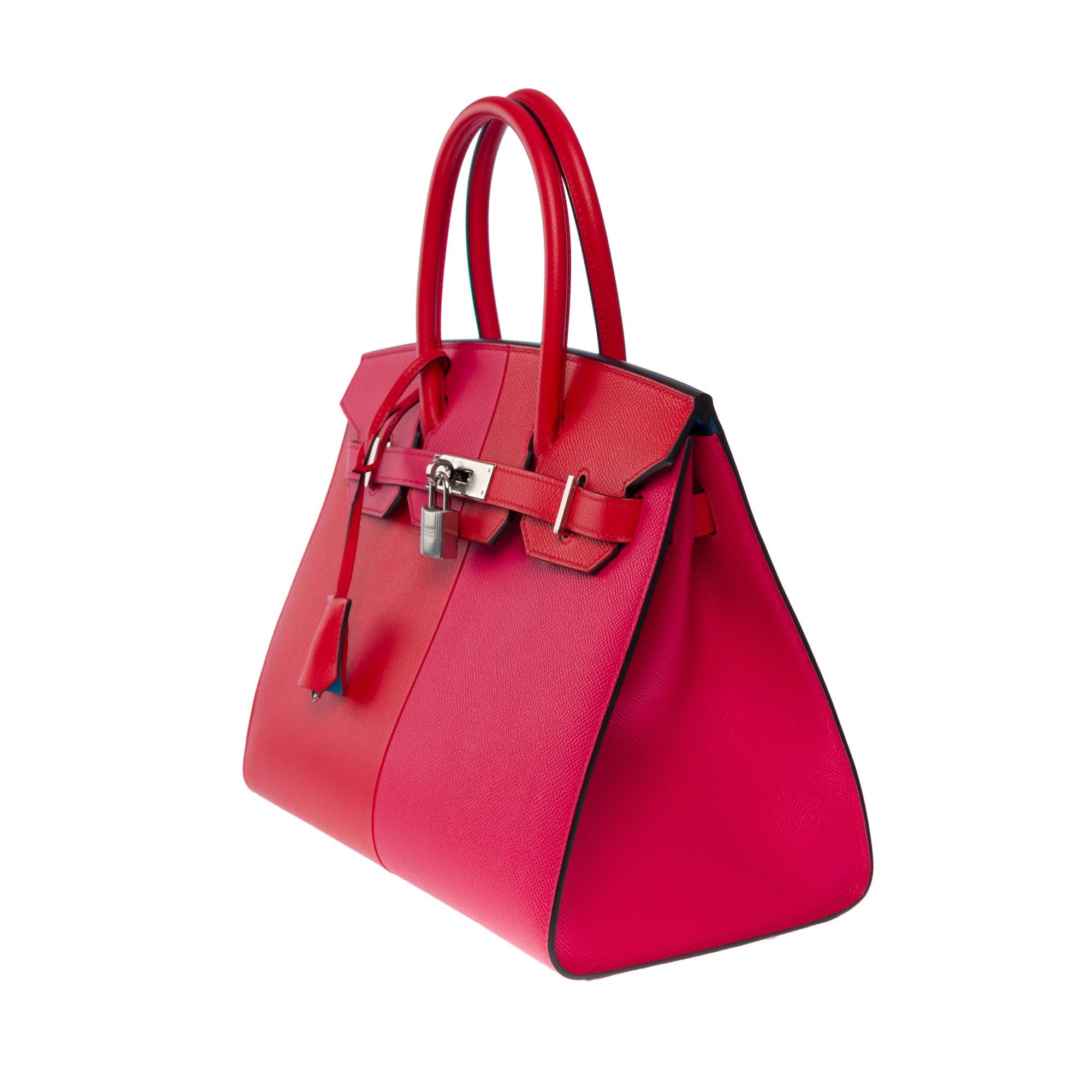 Women's New Hermès Kazak  Birkin 30 handbag in Red/Pink Epsom leather, SHW For Sale