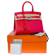 Neu Hermès Kazak  Birkin 30 Handtasche aus rotem/Rosafarbenem Epsom-Leder, SHW