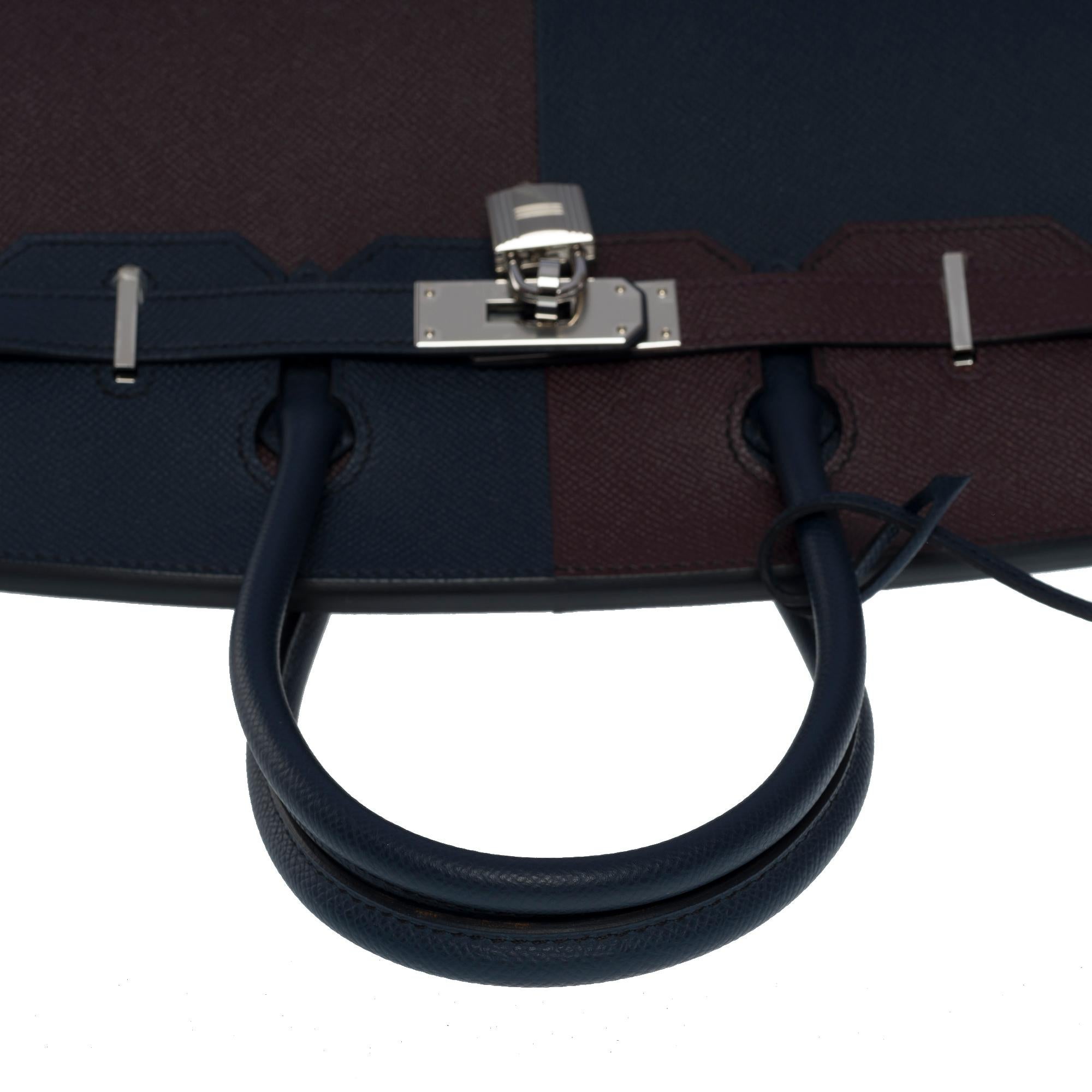 Nouveau Sac à main Hermès Kazak Birkin 30 édition limitée en cuir Epsom bleu/rouge en vente 3