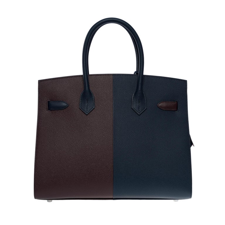 New Hermès Kazak Limited Edition Birkin 30 Handbag in Blue/Red Epsom Leather