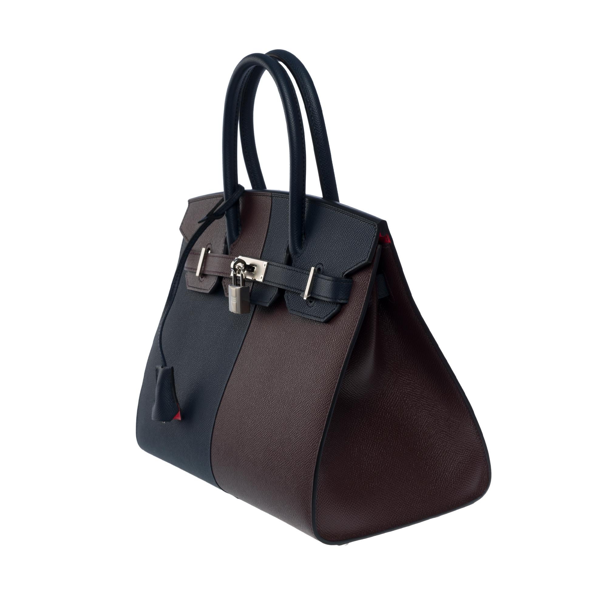 New Hermès Kazak limited edition Birkin 30 handbag in Blue/Red Epsom leather In New Condition For Sale In Paris, IDF