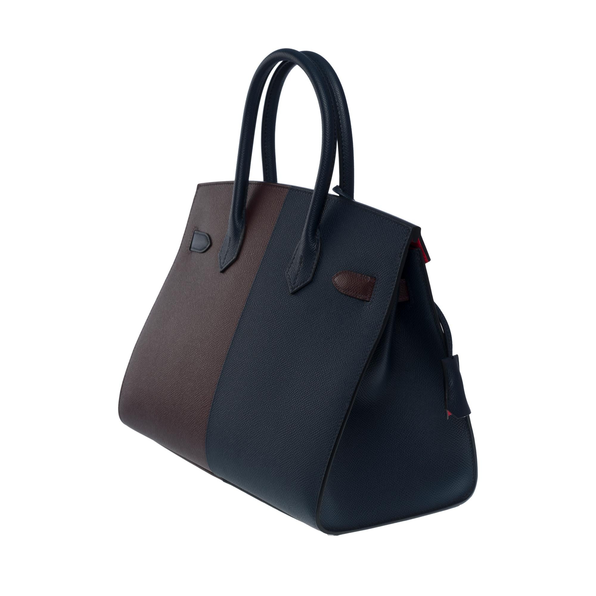 Women's New Hermès Kazak limited edition Birkin 30 handbag in Blue/Red Epsom leather For Sale