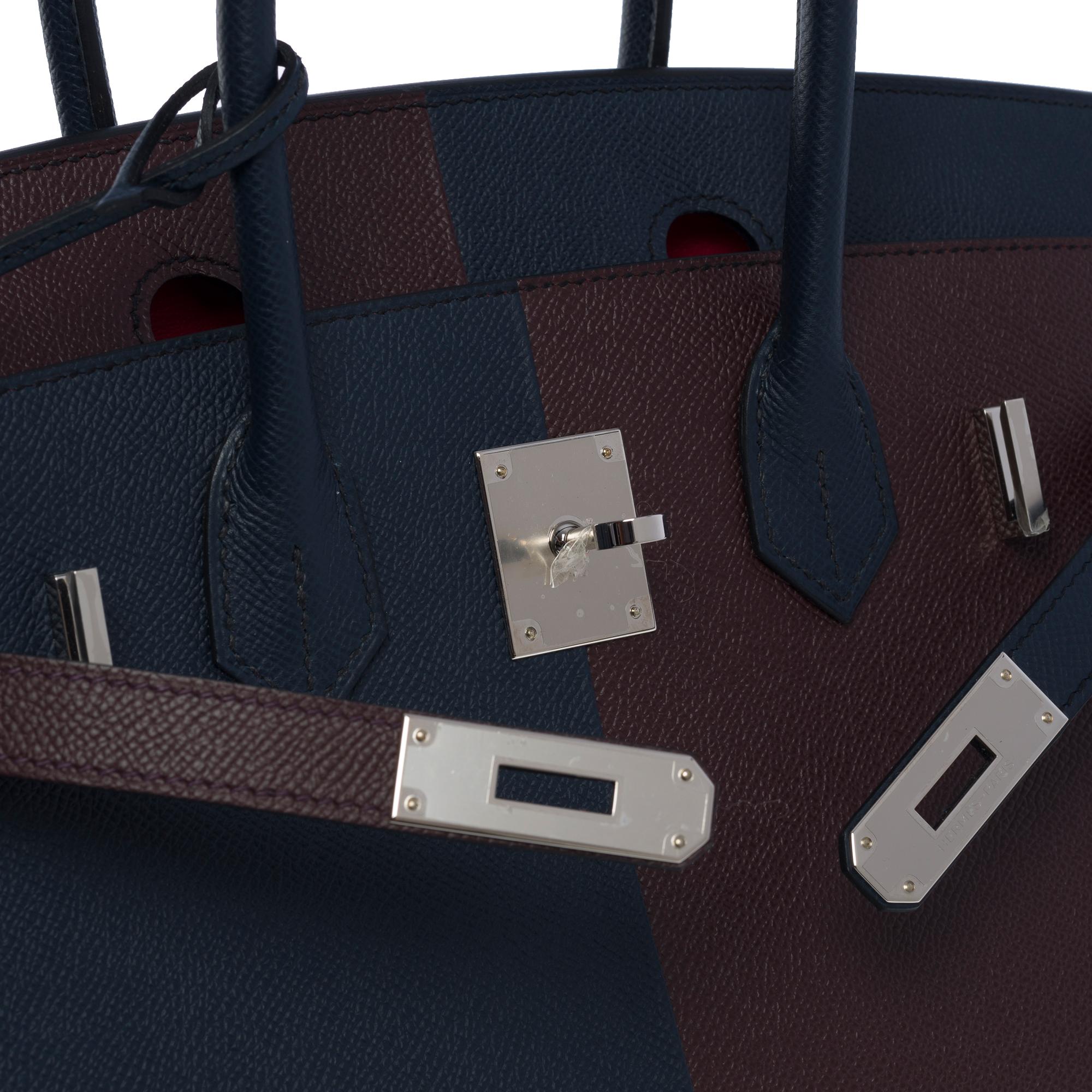New Hermès Kazak limited edition Birkin 30 handbag in Blue/Red Epsom leather For Sale 2
