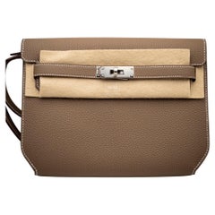 New Hermes Kelly 25 Depeches VEAU Togo Etoupe Palladium Hardware