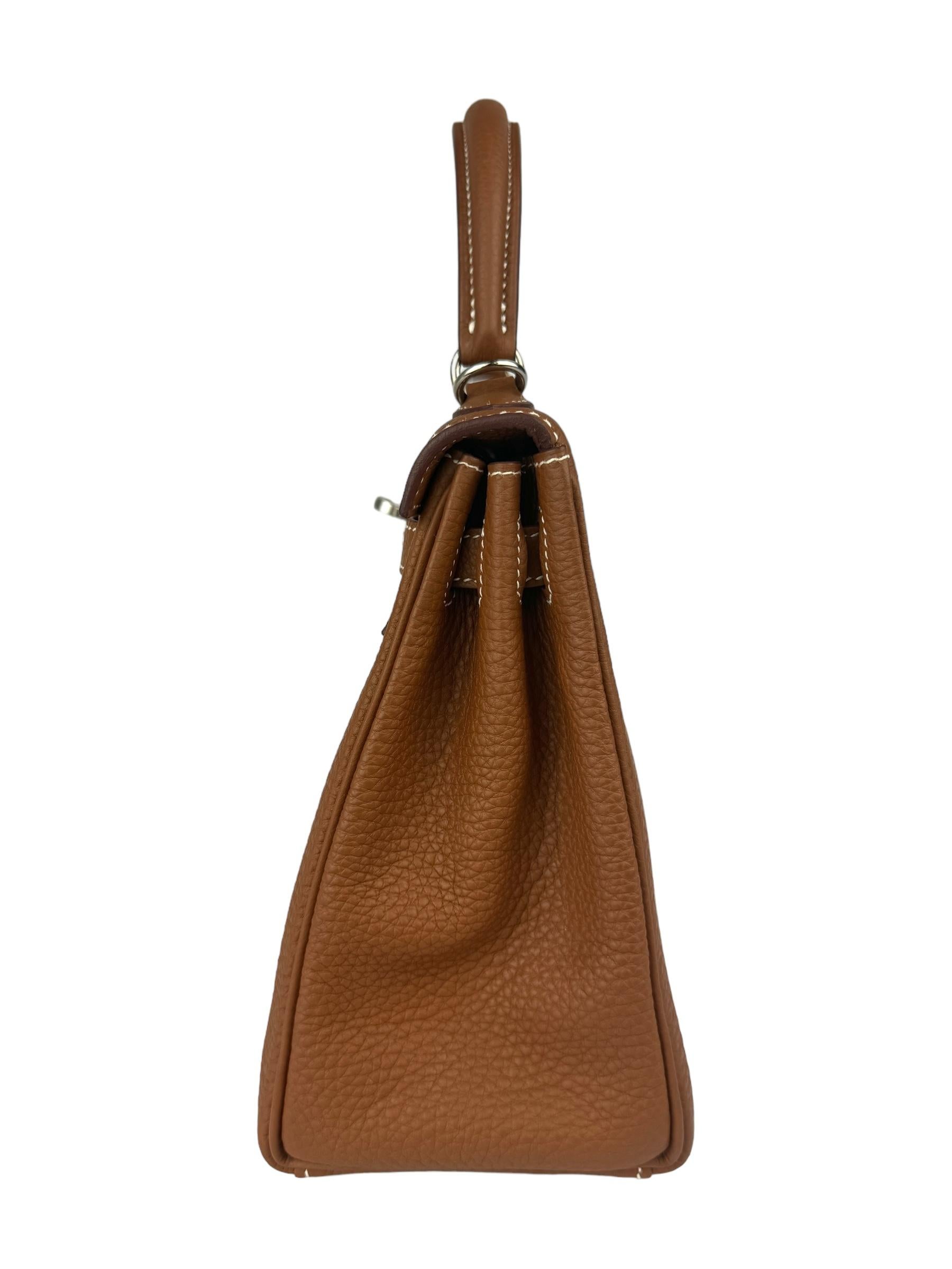 nuevo Hermes Kelly 25 Oro Tan Togo Cuero Palladium Hardware en venta 1