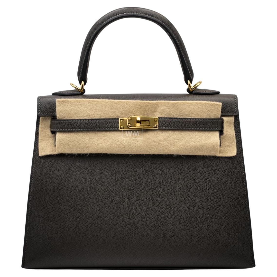 Hermes Kelly 25 in Epsom leather Graphite with palladium hardware