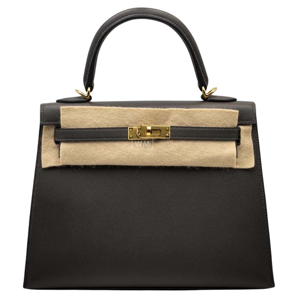 Hermes Kelly 25 in Epsom leather Graphite with palladium hardware