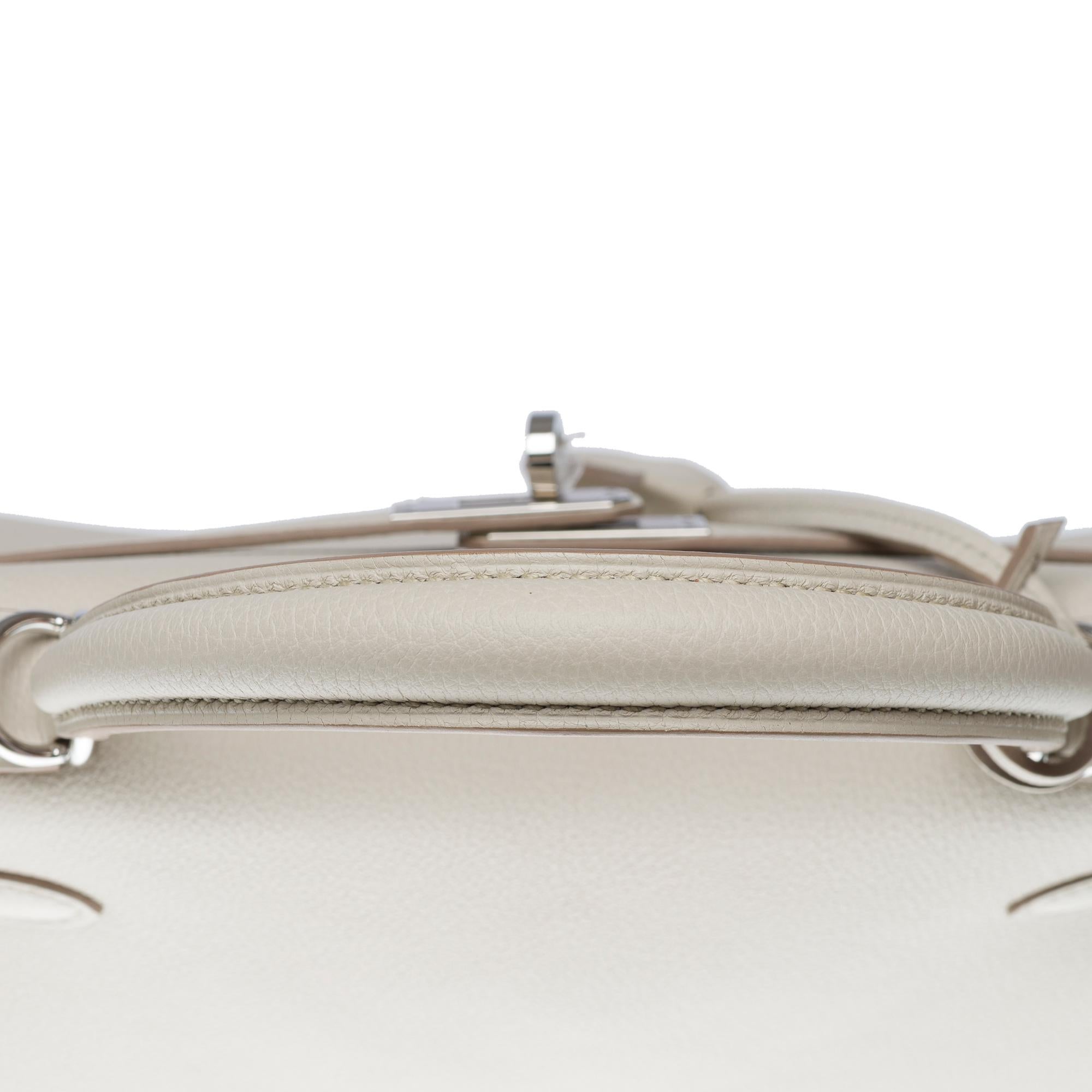 New Hermès Kelly 25 retourne handbag double straps in Beton Togo leather, PHW 4