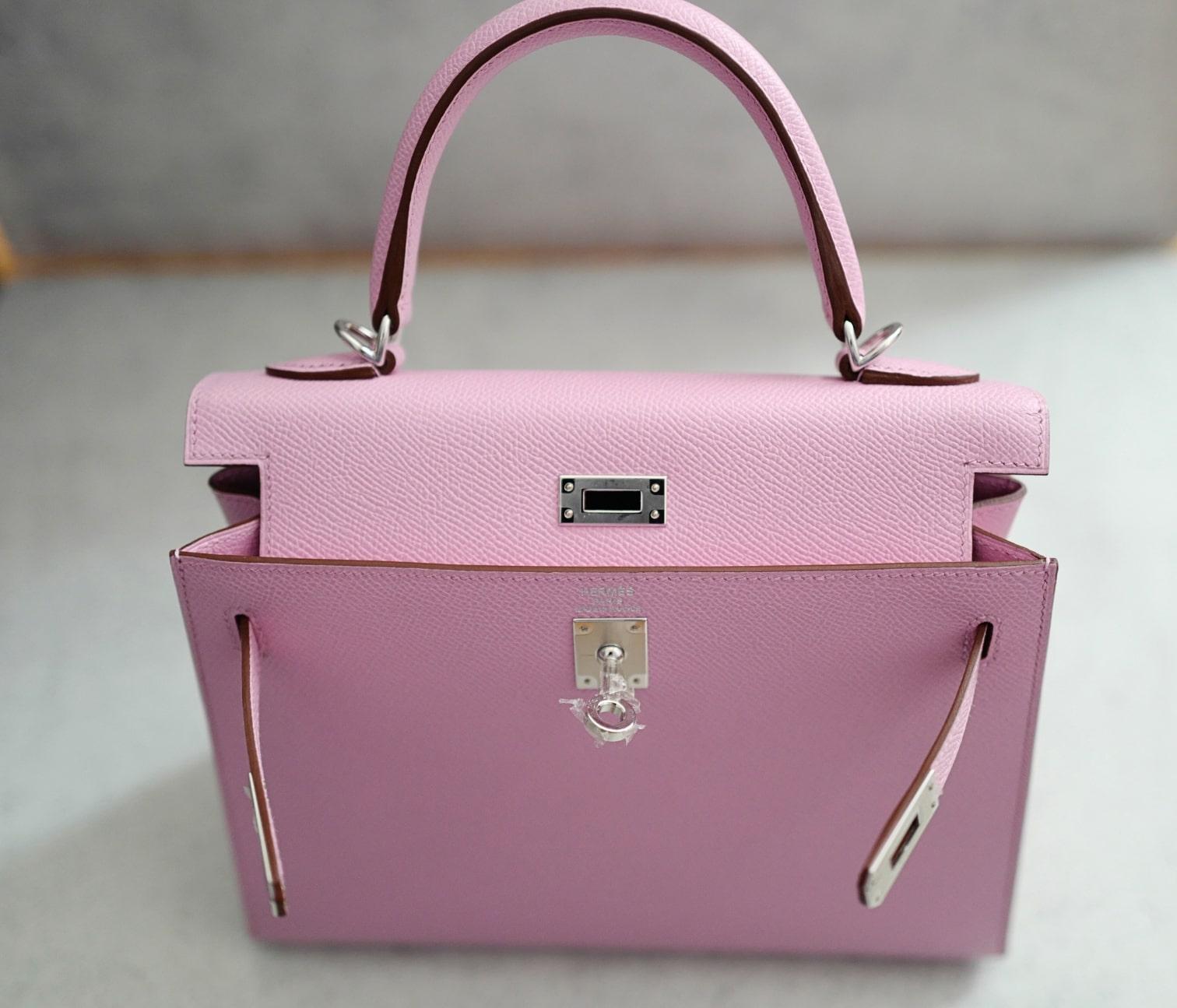 NEW Hermès Kelly 25 Sellier Mauve Sylvestre Epsom Leather PHW Stamp U 2023 in vendita 8