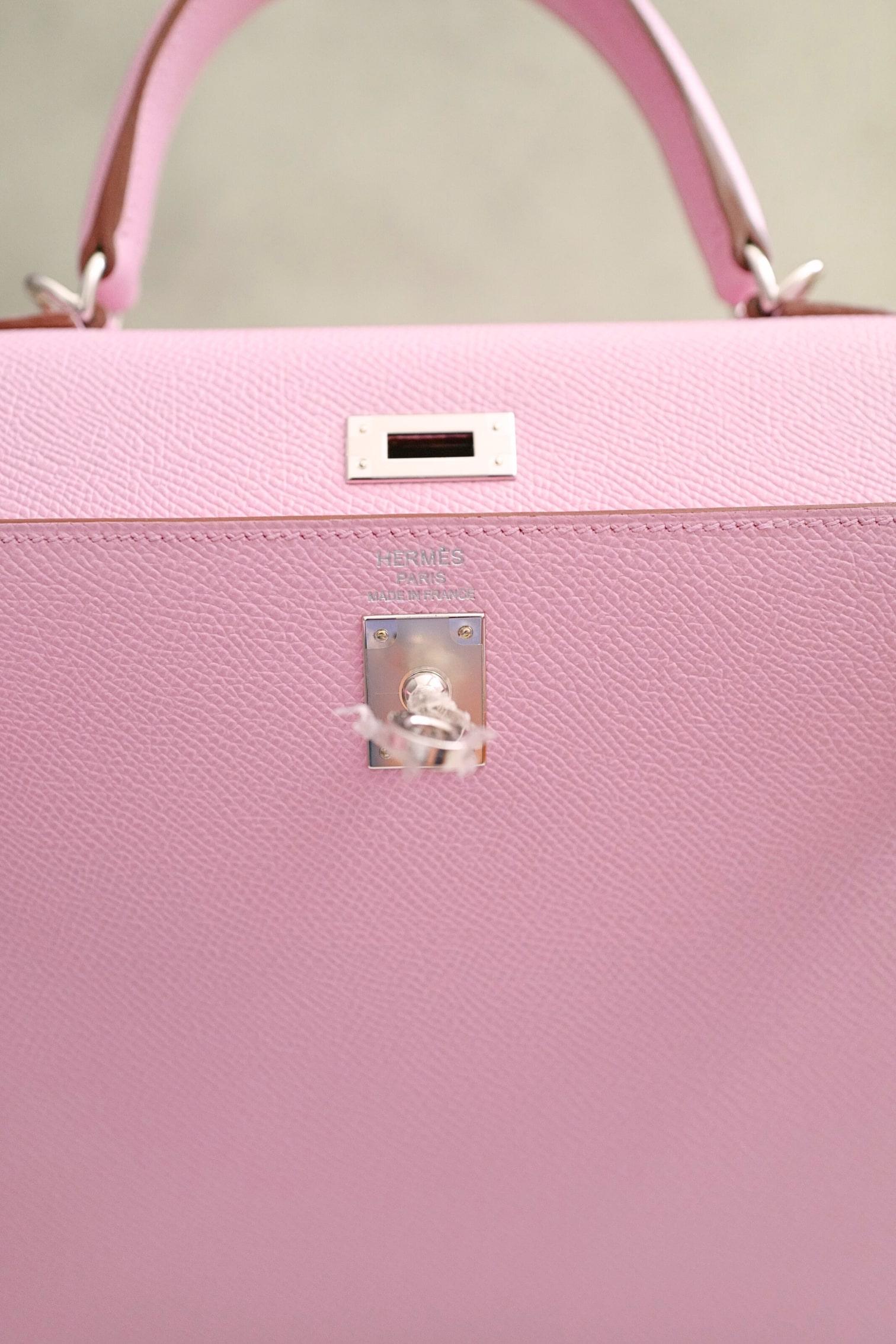 NEW Hermès Kelly 25 Sellier Mauve Sylvestre Epsom Leather PHW Stamp U 2023 in vendita 9