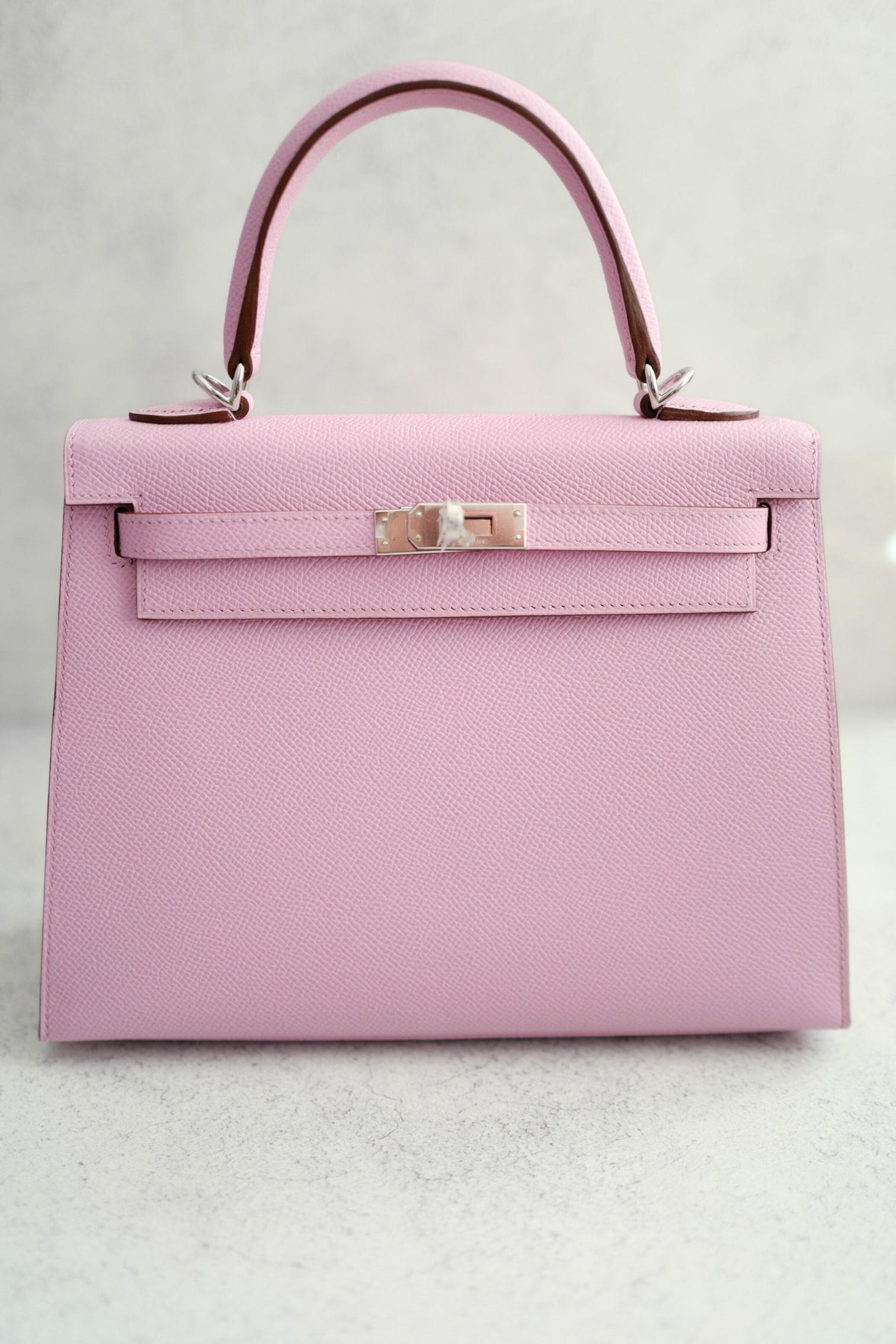 NEW Hermès Kelly 25 Sellier Mauve Sylvestre Epsom Leather PHW Stamp U 2023 in vendita 11
