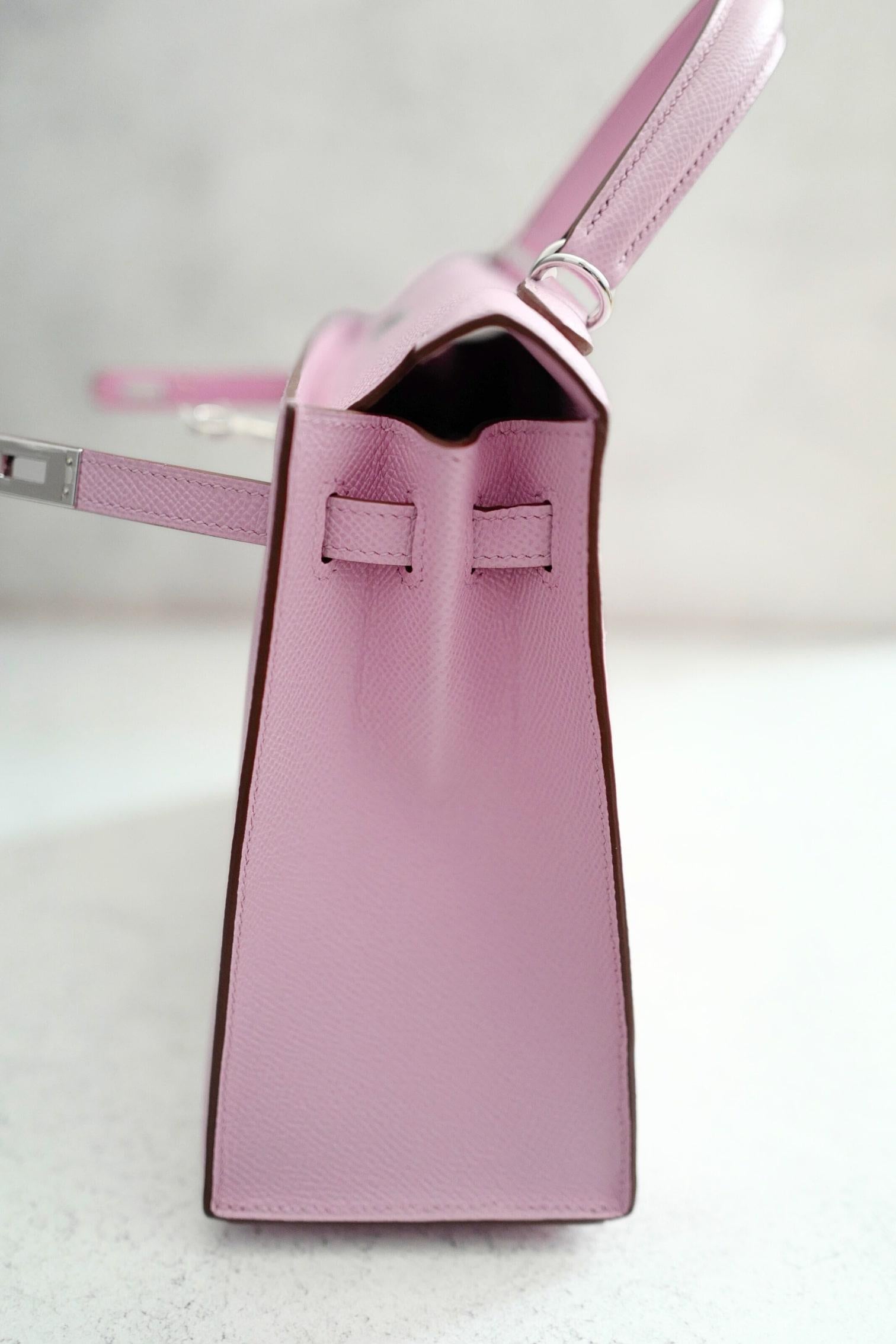 NEW Hermès Kelly 25 Sellier Mauve Sylvestre Epsom Leather PHW Stamp U 2023 in vendita 2
