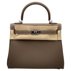 New Hermes Kelly 25 Togo Etoupe Palaldium Hardware