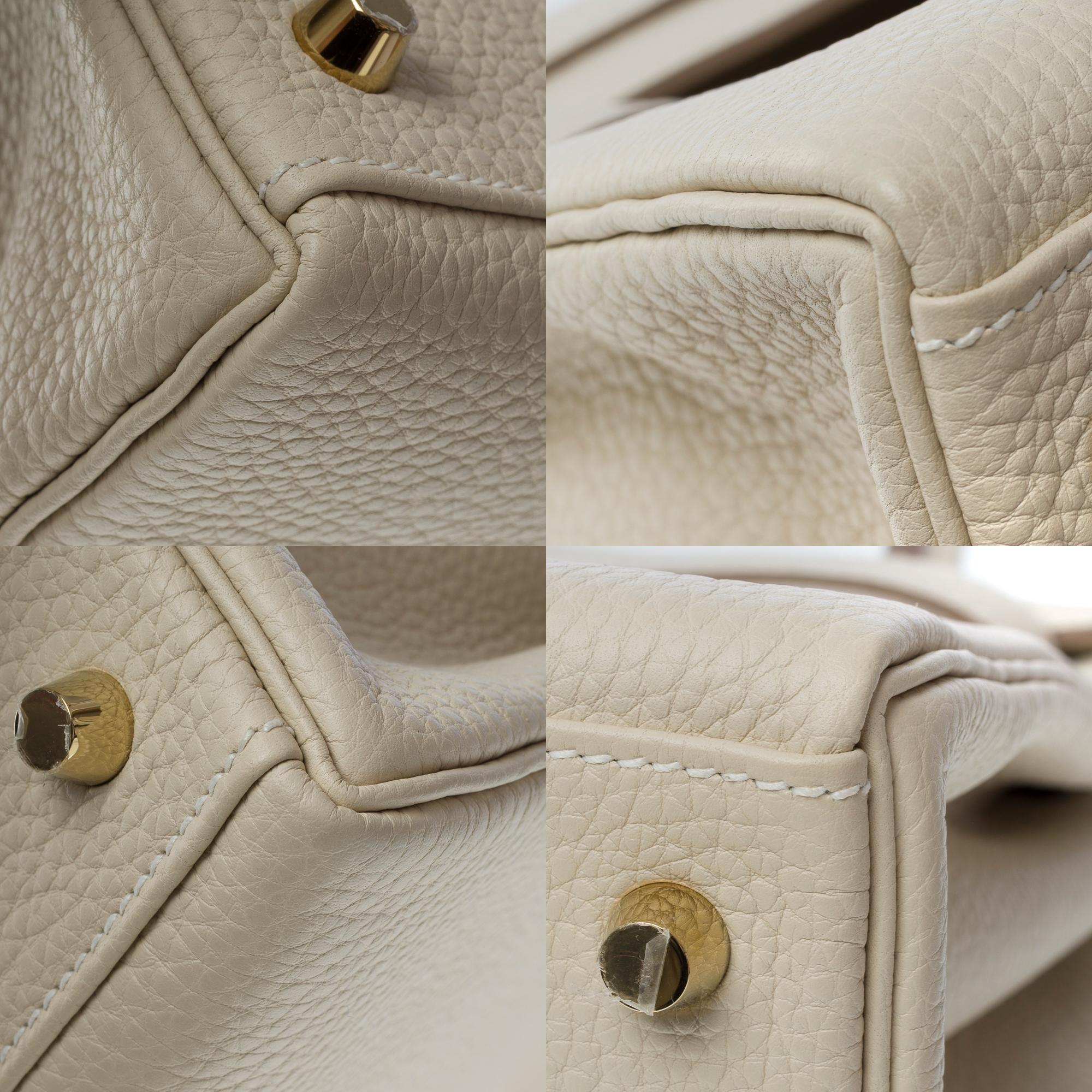 Nuova tracolla Hermès Kelly 28 in pelle di vitello Craie Togo, GHW in vendita 8