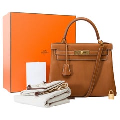 &New Hermès Kelly 28 Handtasche Riemen in Fauve Barénia Faubourg Leder, GHW