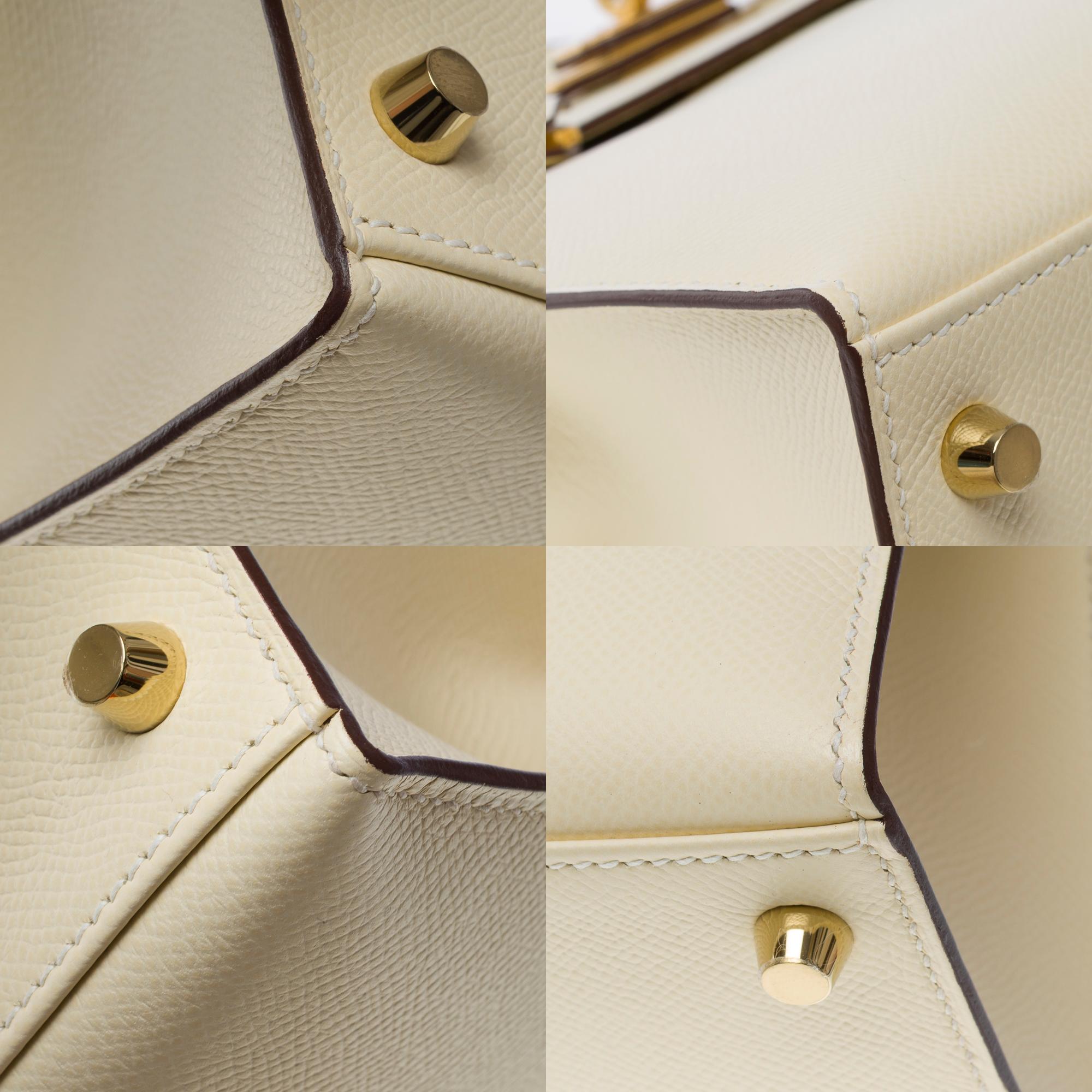 New Hermès Kelly 28 handbag strap in Nata Epsom Calf leather, GHW For Sale 8