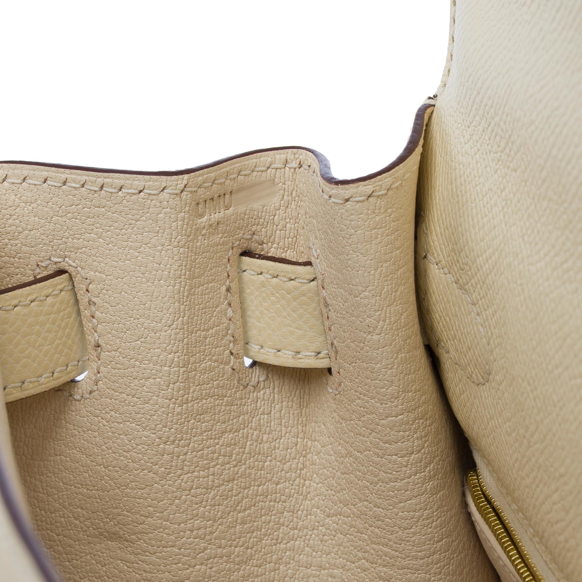 New Hermès Kelly 28 handbag strap in Nata Epsom Calf leather, GHW For Sale 4
