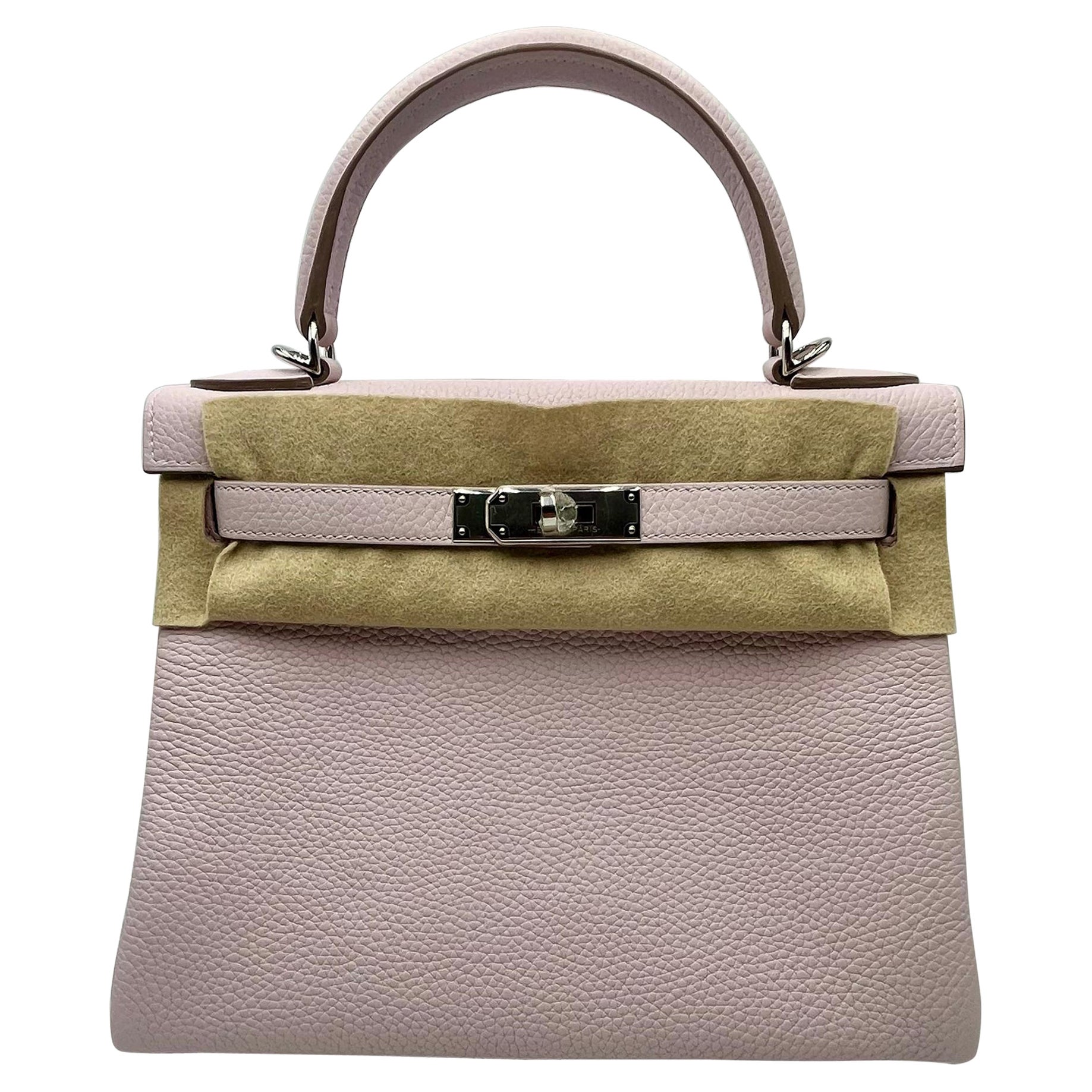 Nuovo Hermes Kelly 28 Mauve Pale Clemence Epsom Gold Hardware