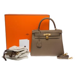 Nuova tracolla Hermès Kelly 28 retourne in pelle di vitello Etoupe Epsom, GHW