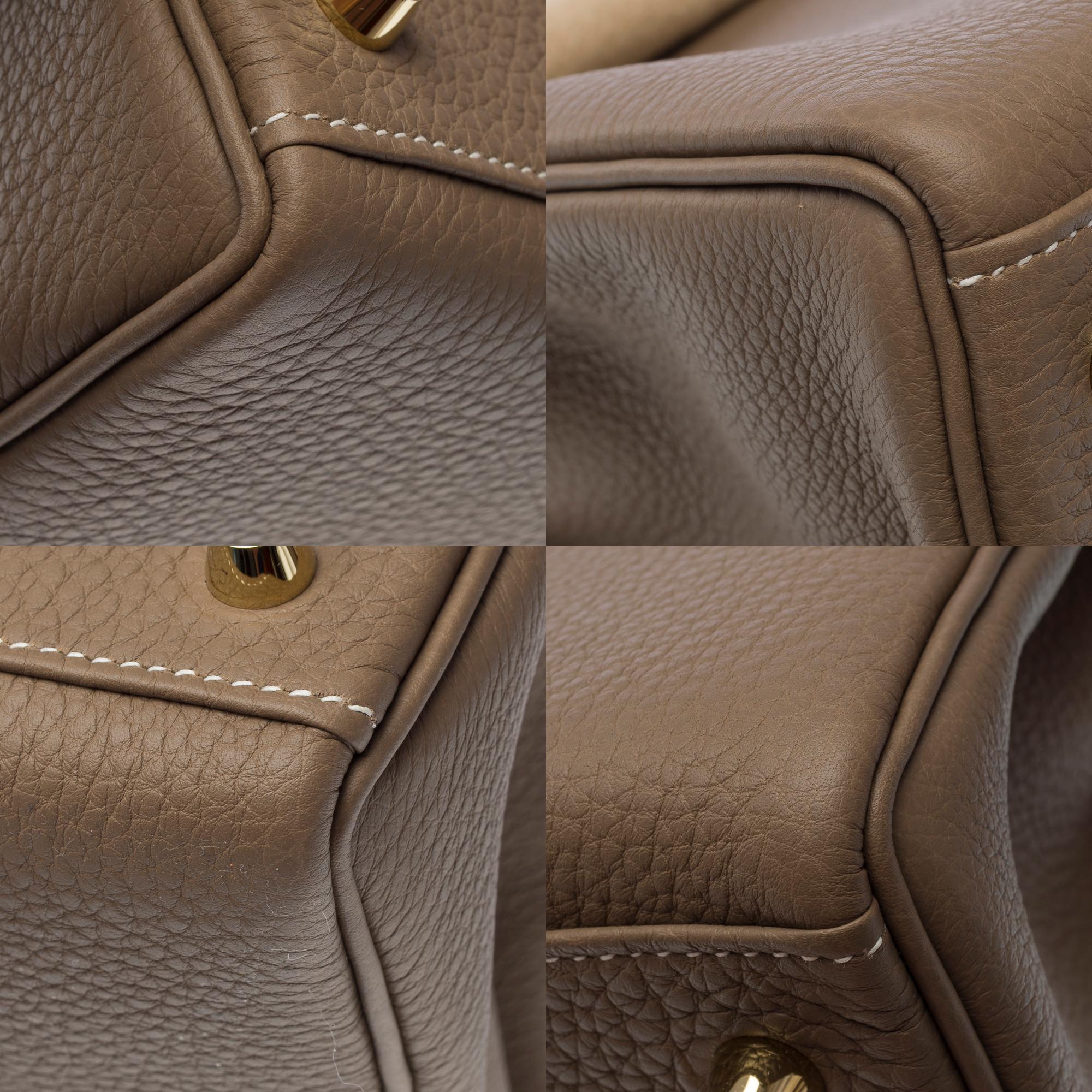 New Hermès Kelly 28 retourne handbag strap in Etoupe Togo Calf leather, GHW For Sale 6