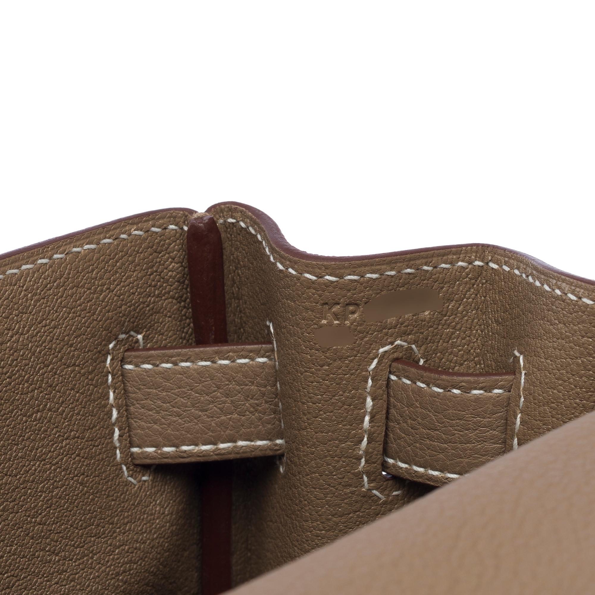 New Hermès Kelly 28 retourne handbag strap in Etoupe Togo Calf leather, GHW For Sale 2
