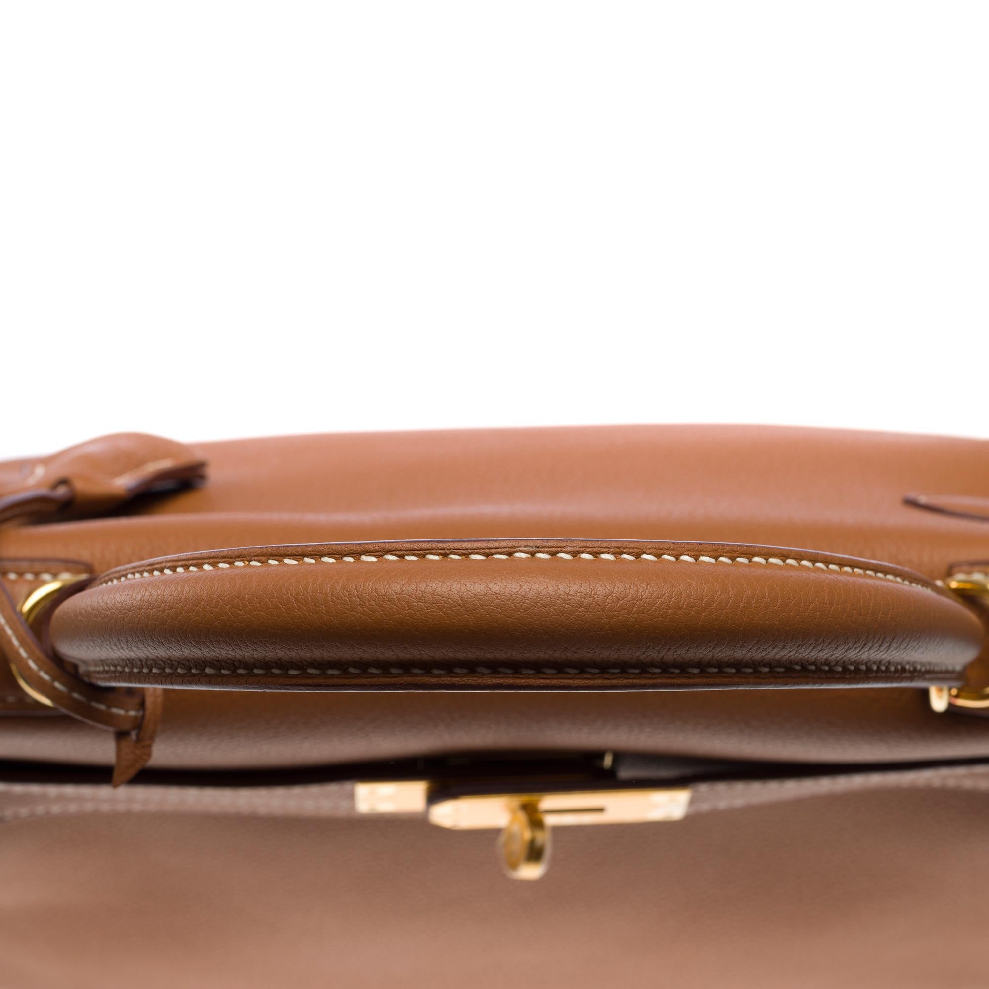New Hermès Kelly 28 retourne handbag strap in Gold Togo Calf leather, GHW 5