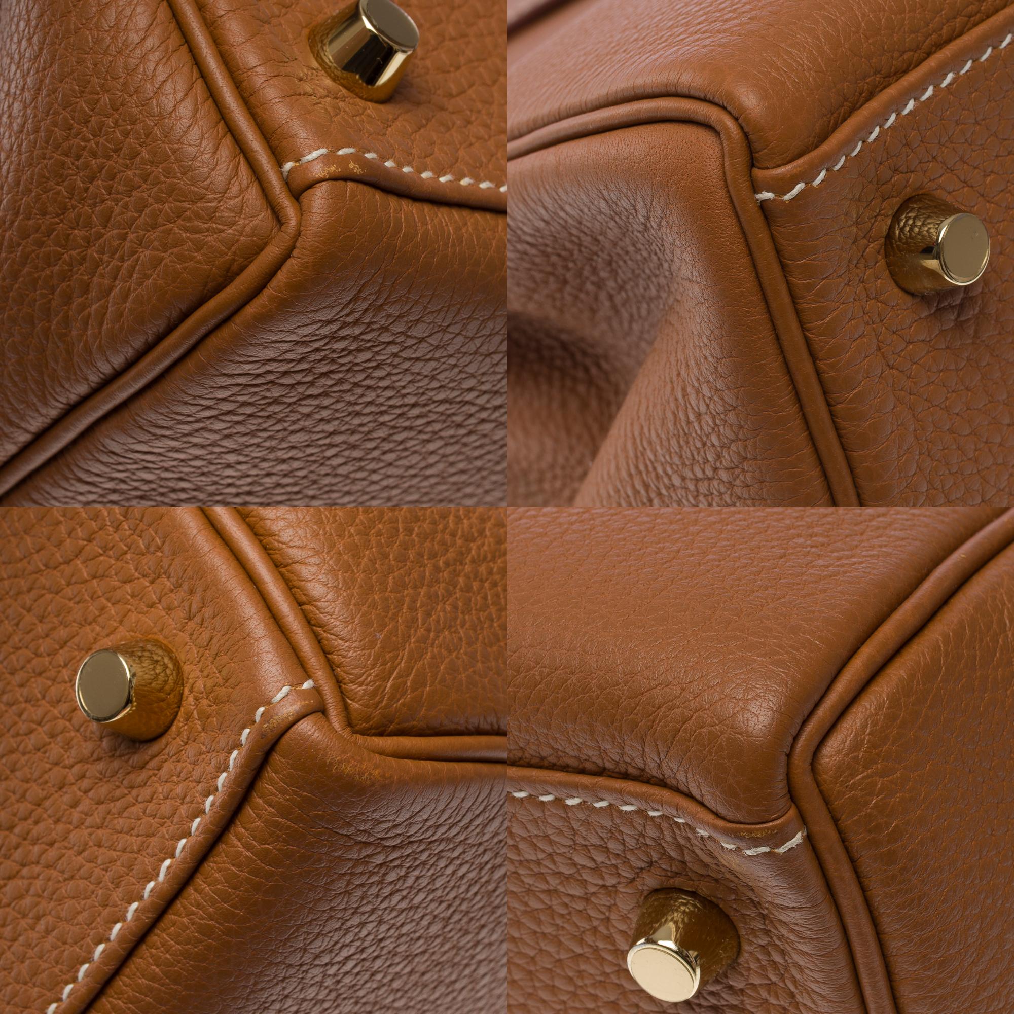 New Hermès Kelly 28 retourne handbag strap in Gold Togo Calf leather, GHW 7