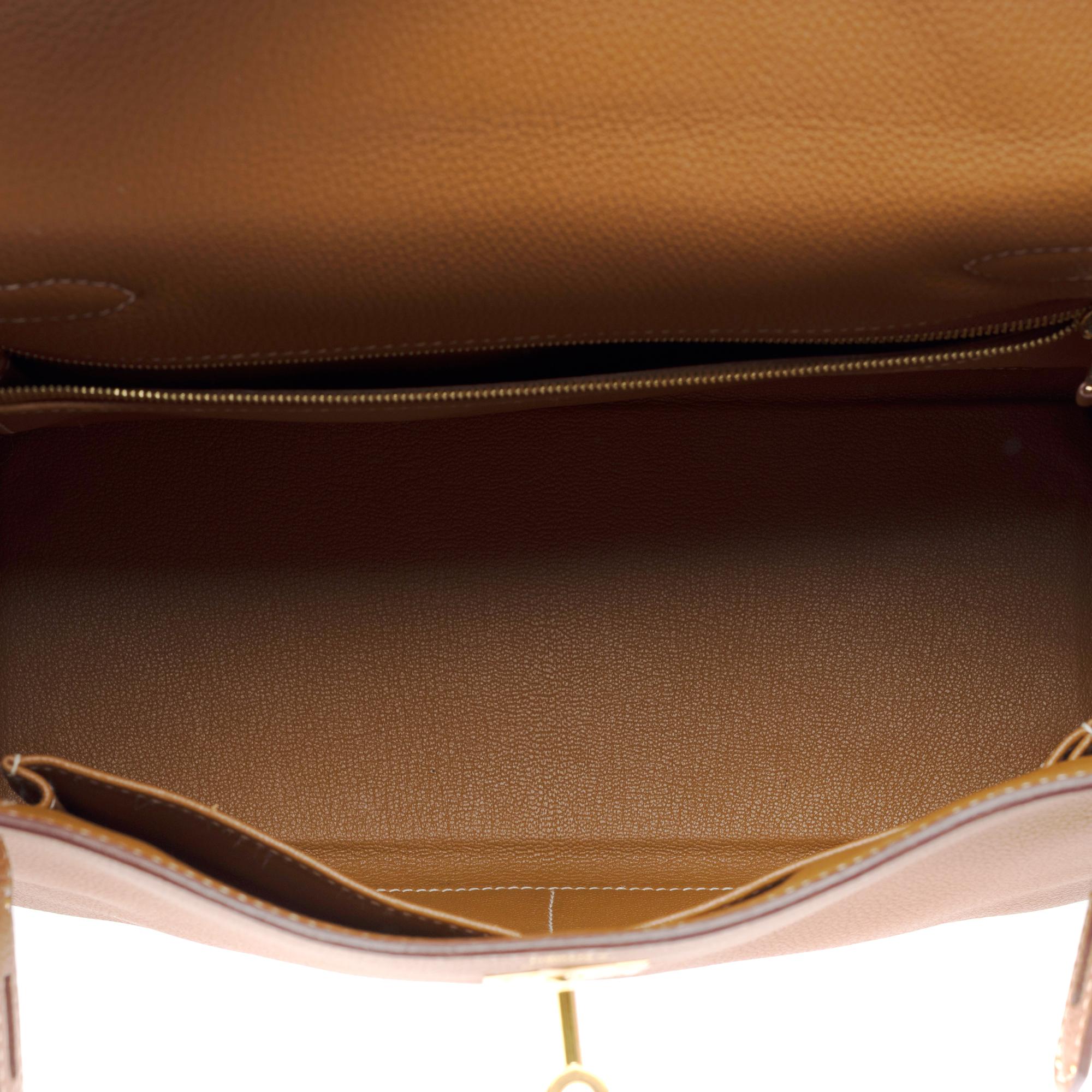 New Hermès Kelly 28 retourne handbag strap in Gold Togo Calf leather, GHW 4