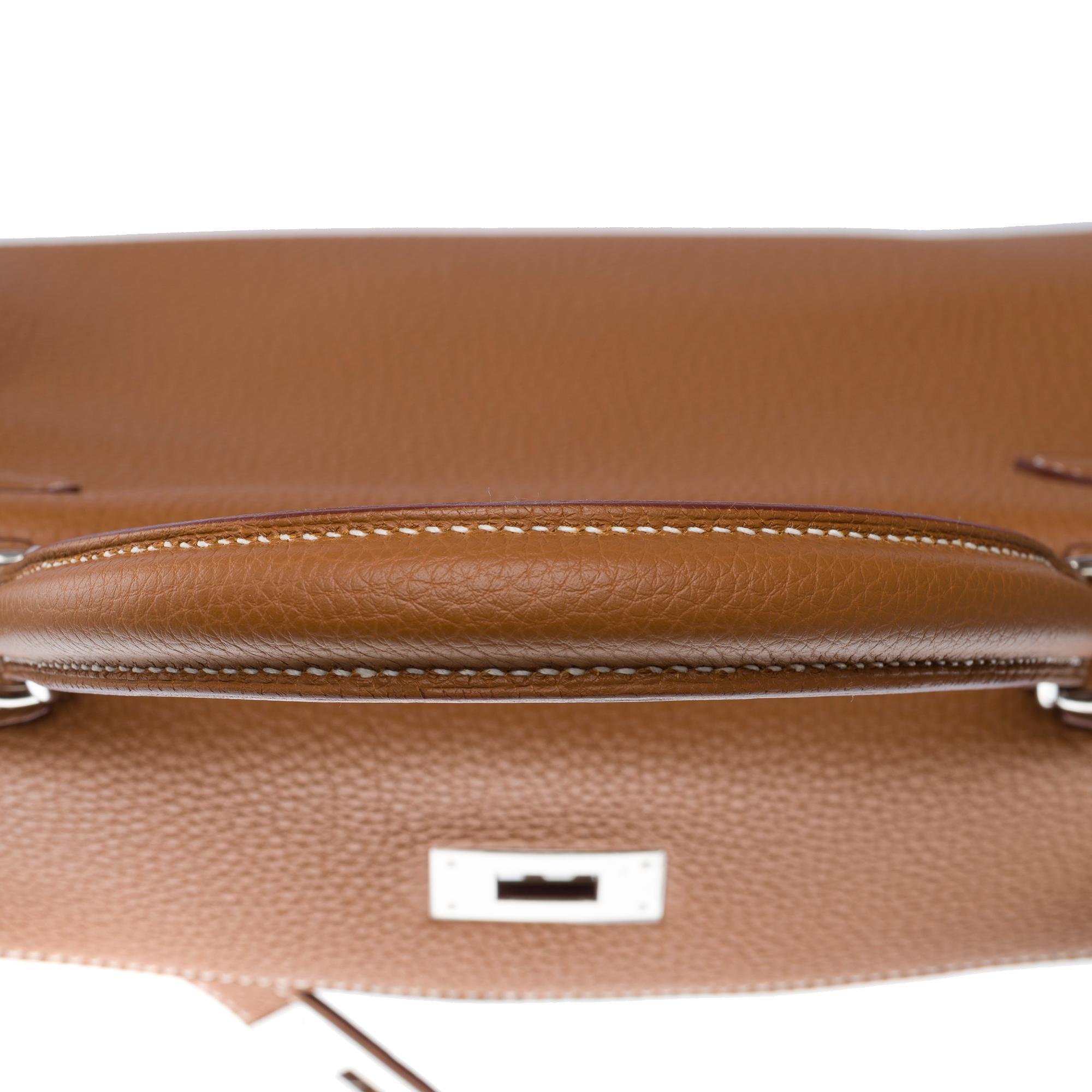 New Hermès Kelly 28 retourne handbag strap in Gold Togo Calf leather, PHW For Sale 6