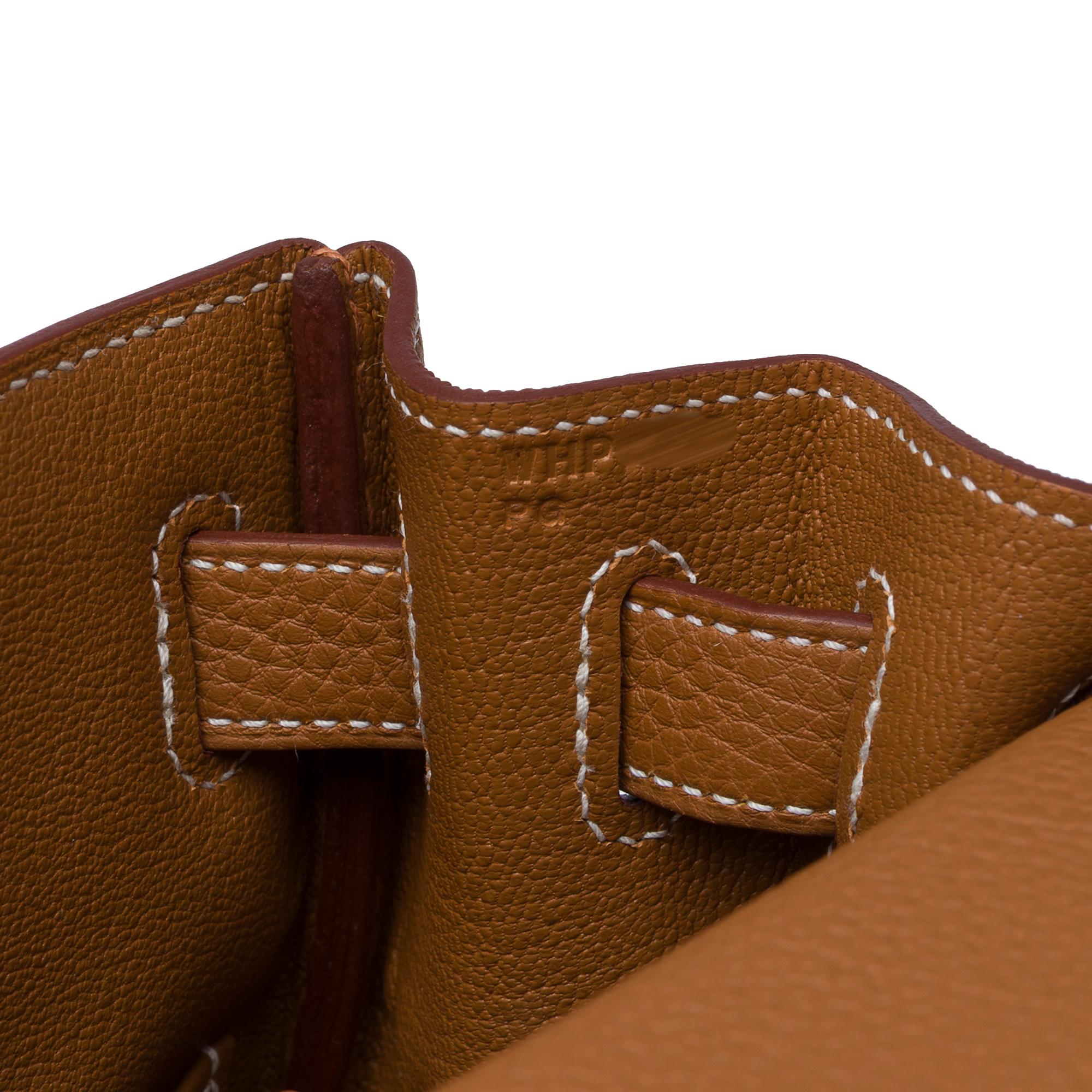 New Hermès Kelly 28 retourne handbag strap in Gold Togo Calf leather, PHW For Sale 4