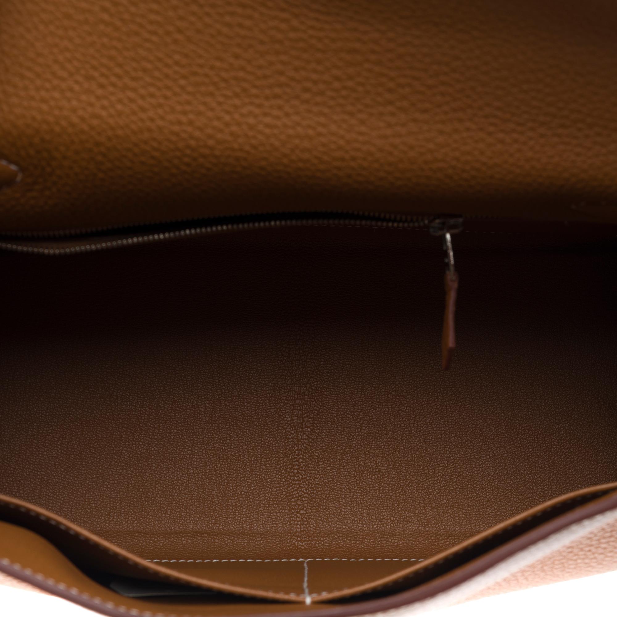 New Hermès Kelly 28 retourne handbag strap in Gold Togo Calf leather, PHW For Sale 5
