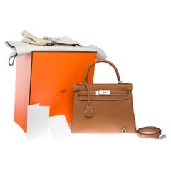 Neu Hermès Kelly 28 retourne Handtasche Band in Gold Togo Kalbsleder, PHW