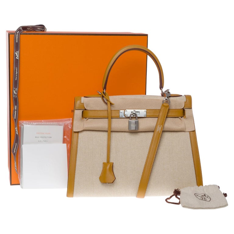 Hermes Ebene Canvas and Leather Adjustable Bag Strap Hermes