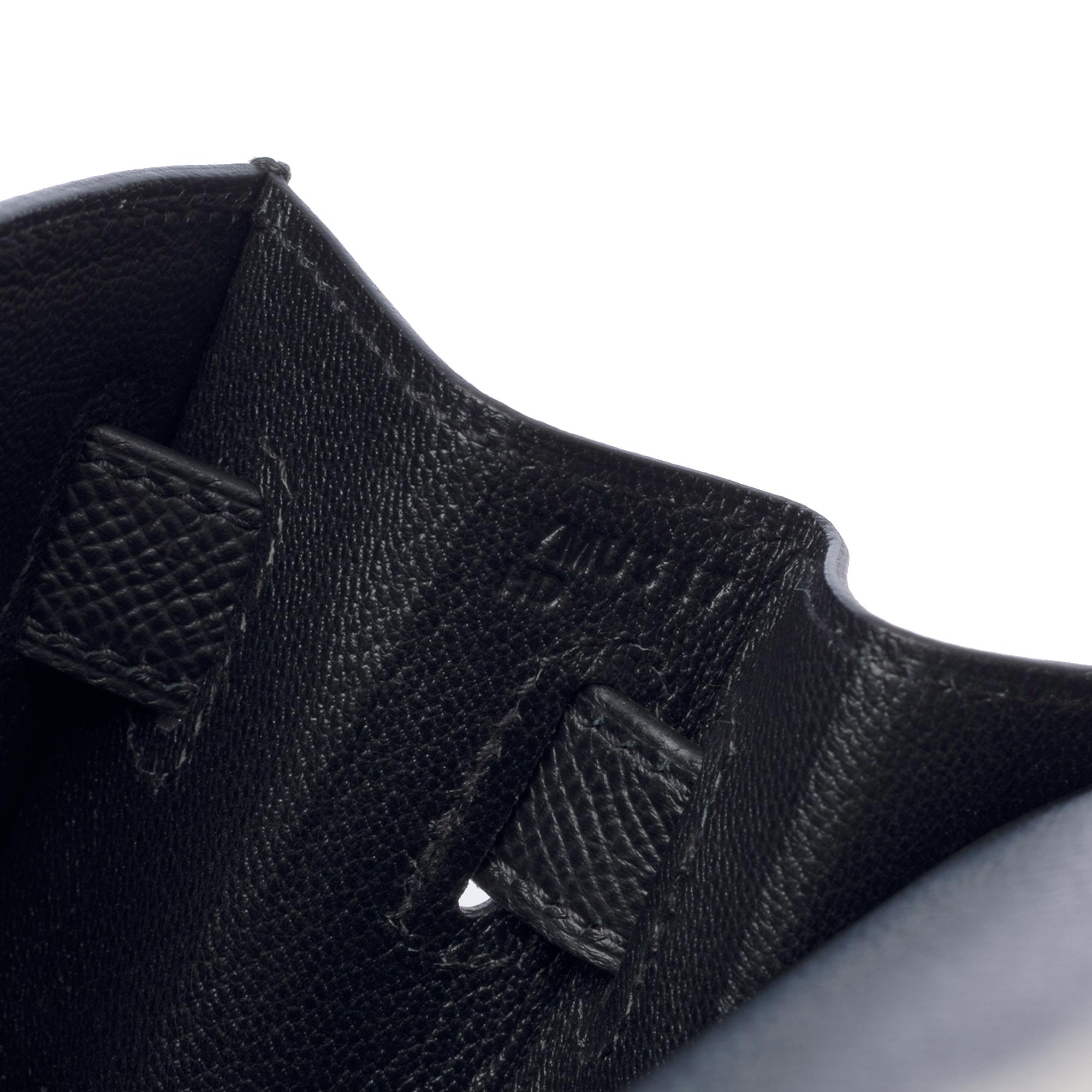New Hermès Kelly 28 sellier handbag strap in black Epsom leather, SHW 1