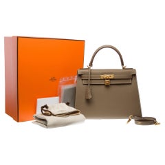Nouveau Sac à main Hermès Kelly 28 sellier en cuir d'Etoupe Epsom, GHW