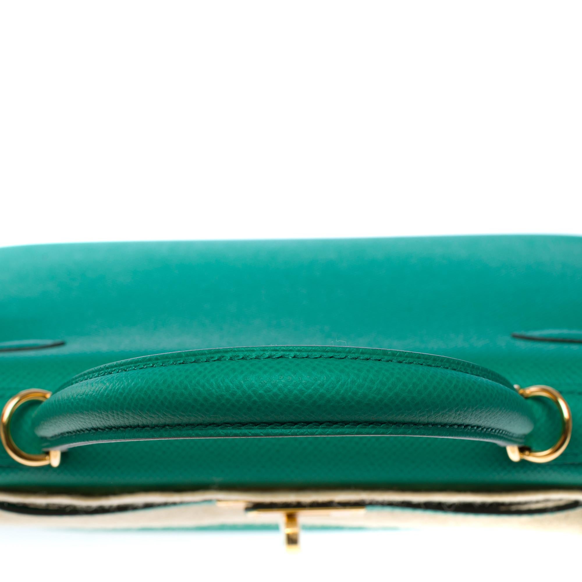 New Hermès Kelly 28 sellier handbag strap in Vert Jade Epsom Calf leather, GHW 5