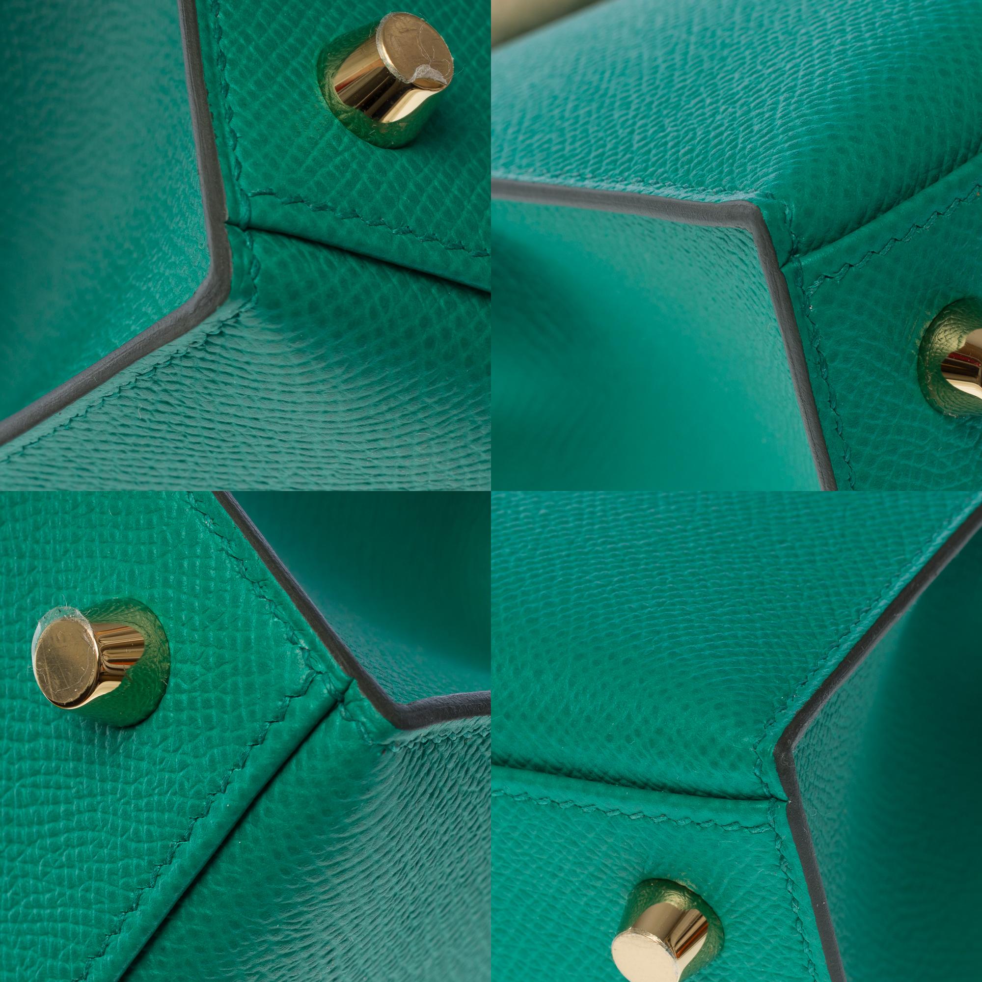 New Hermès Kelly 28 sellier handbag strap in Vert Jade Epsom Calf leather, GHW 7