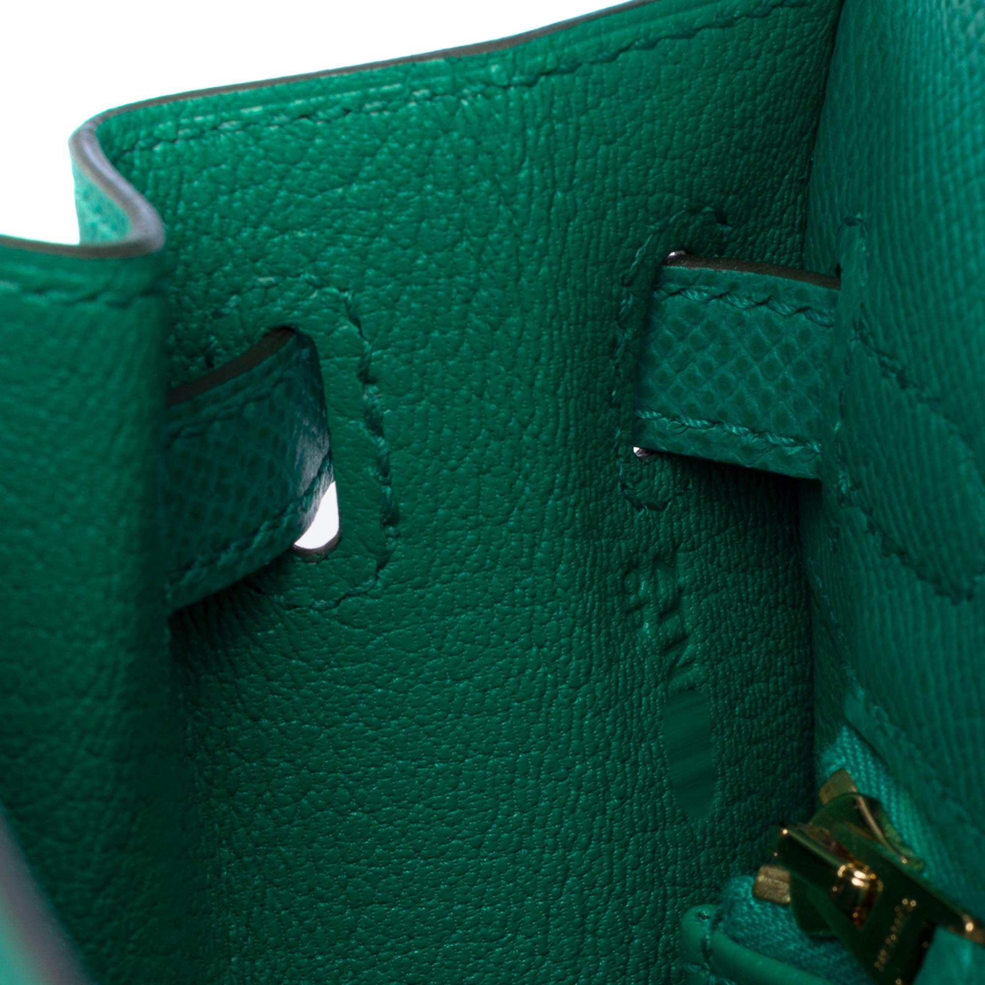 New Hermès Kelly 28 sellier handbag strap in Vert Jade Epsom Calf leather, GHW 3