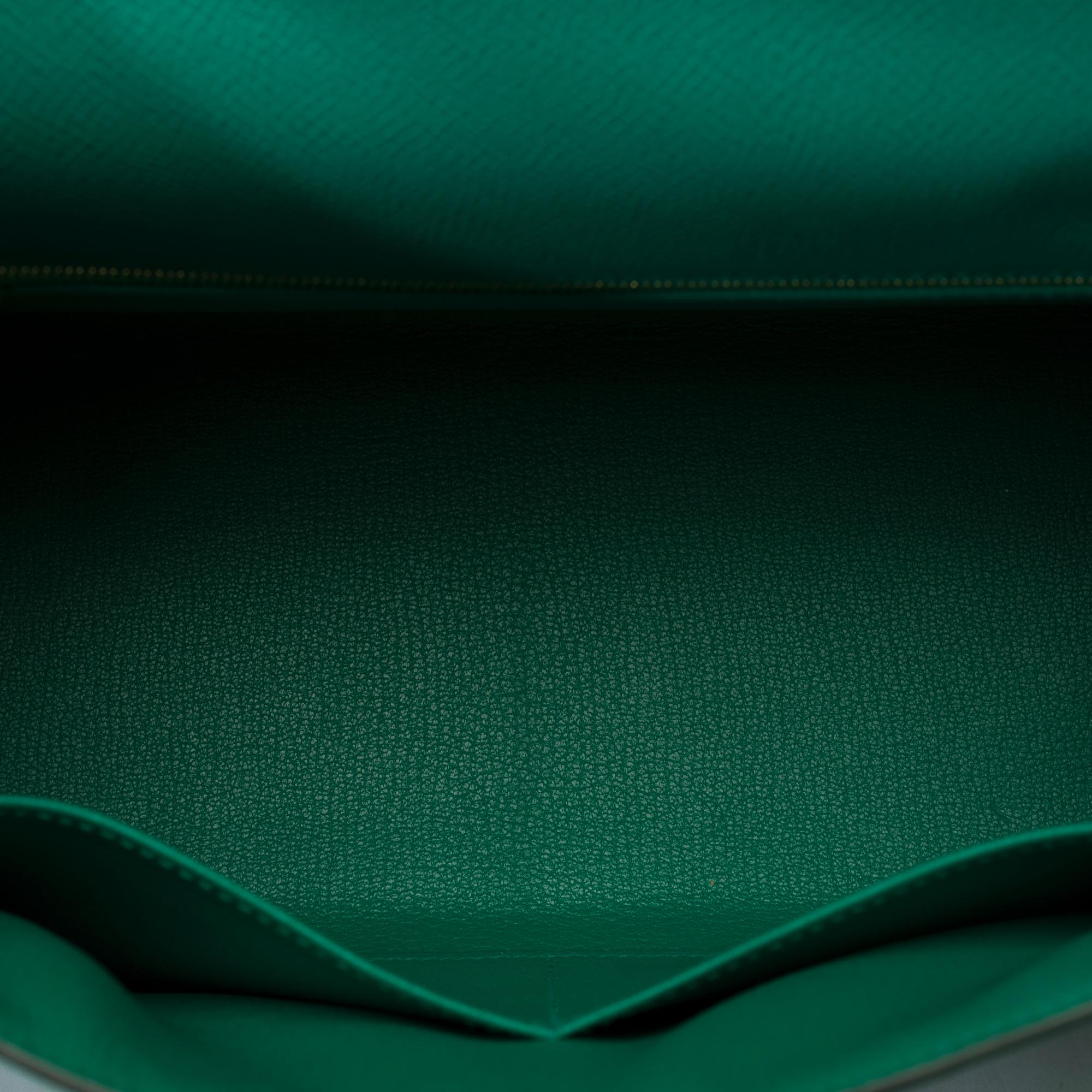 New Hermès Kelly 28 sellier handbag strap in Vert Jade Epsom leather, GHW 5