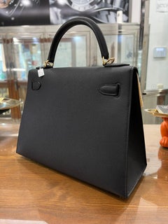 New Hermes Kelly 28 Sellier Noir Black Epsom Gold Hardware
