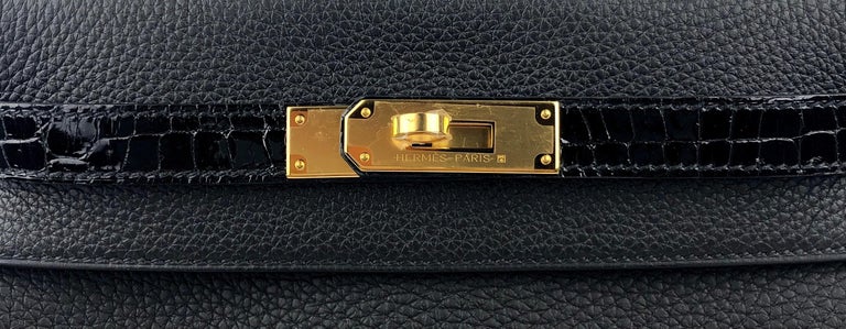 Hermès Kelly 28 Black Box Gold Hardware • Rare